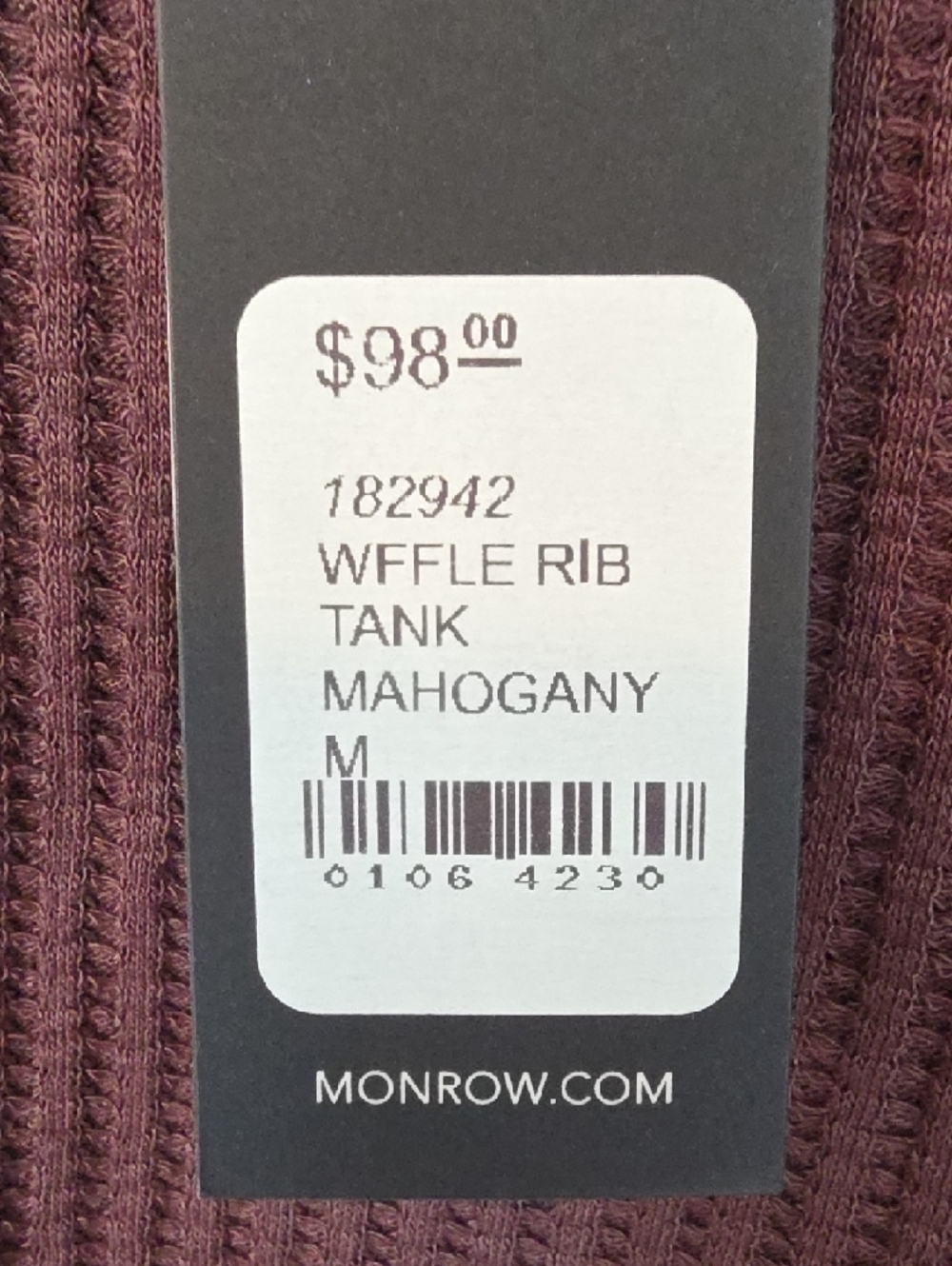 Monrow Ribbed Spaghetti-Strap Tank in Brown - Picture 3 of 3